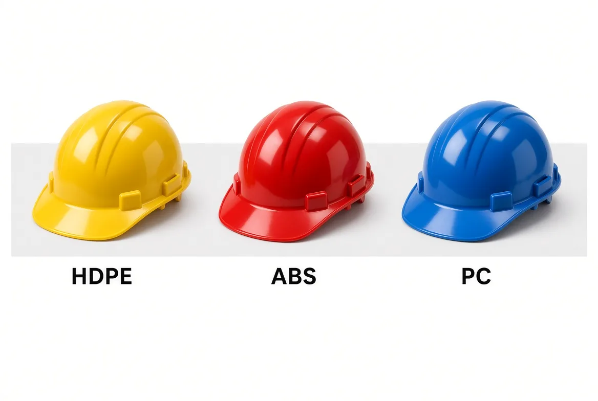Материалы корпуса каски: HDPE, ABS, поликарбонат
